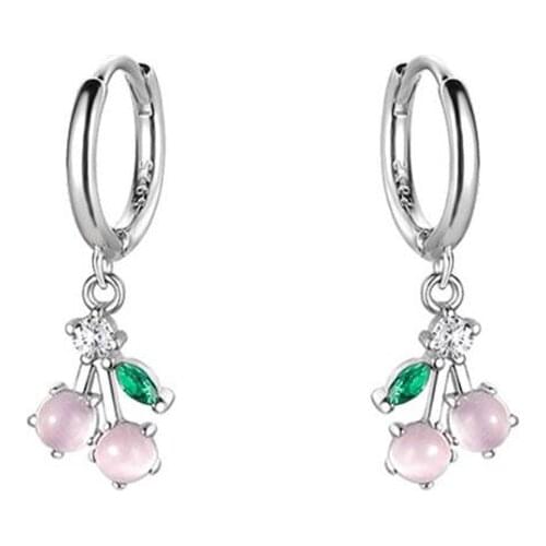 Cute Cherry Earrings Women Jewelry 2021 Trendy High Grade Ear Buckle Hoops Lady Crystal Drop Earrings Female Party Accessories