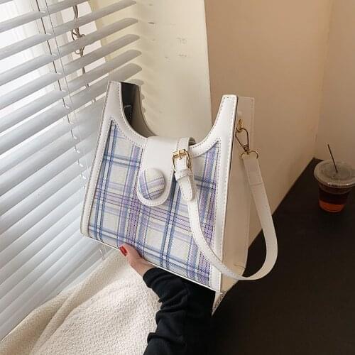 Fashion Retro Lattice Women Shoulder Crossbody Bags Simple PU Leather Elegant Lady Girl Tide Handbags