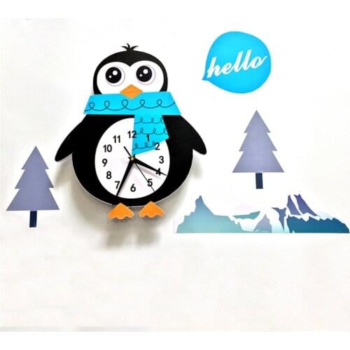 Cartoon Wall Watch Cute Animals Penguin Home Decoration Wall Clock For Living Room Children Bedroom Modern Design Bracket Clock