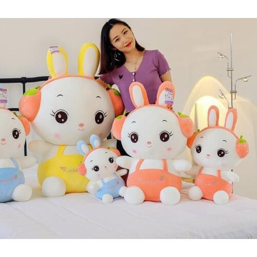 Stuffed Plush Strawberry Fruit Headphone Rabbit Toys Pillow Kawaii Sleeping Pillow Cute Doll Plush Toy Kids Christmas Gift