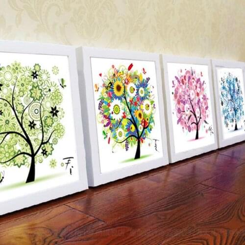 1 Pc Needlework DIY DMC Cross Stitch Embroidery Kit Four Seasons Tree Cotton Thread Home Decor B99