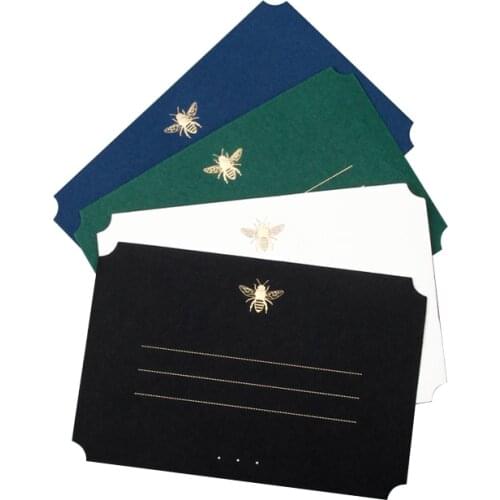 10pcs/lot Bronzing Bee Greeting Card Sets Business Birthday Wedding Invitation Card Gift Message Card Creative Stationery