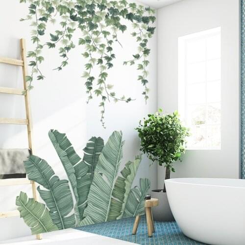 Zerolife 1Pc Green Leaves Pattern PVC Self Adhesive Wall Sticker Removable Room Decal Wallpaper Home Decoration Posters 70X90cm