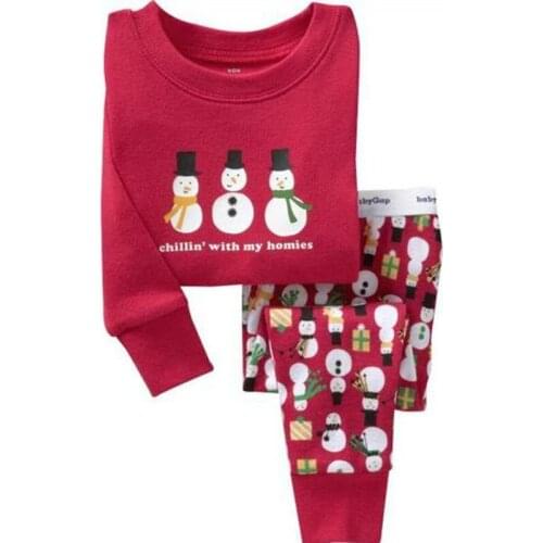 New Children Pajamas Sets Kids Sleepwear Boys Christmas Snowman Underwear Suit Baby Girls Pyjamas Cotton Nightgown Nightwear