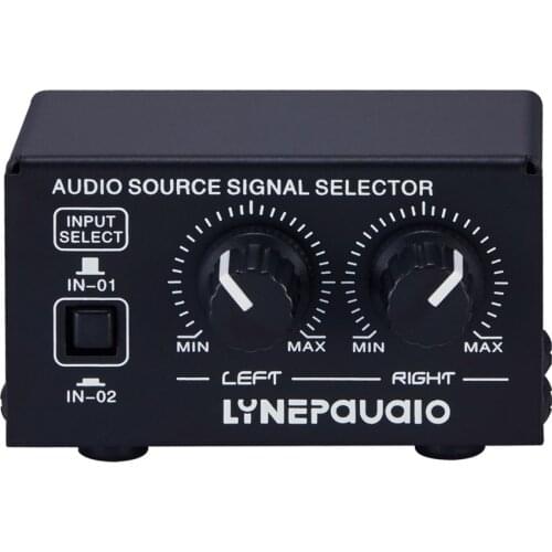 2 in 1 out audio source signal selection switcher headphone speaker switcher output volume adjustment without loss