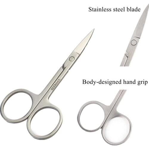 Professional Stainles Nails Eyebrow Nose Eyelash Cuticle Trimmer Epilator Scissor Manicure Tool Curved Pedicure Scissors