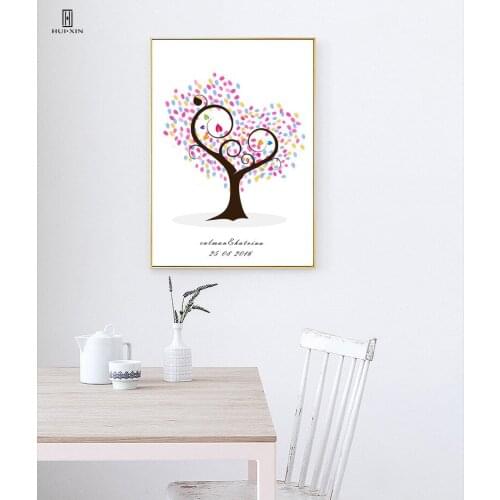 Simple Cute Tree Colorful Leaves Best Wishes Birthday Souvenir Gifts Guestbook Fingerprint DIY for Kids Signature Party Decor