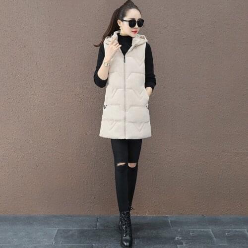 Down Cotton Vest Female New Autumn Winter Korean Imitation Silk Cotton Detachable Hood Jacket Loose Thick Cotton Waistcoat Q283