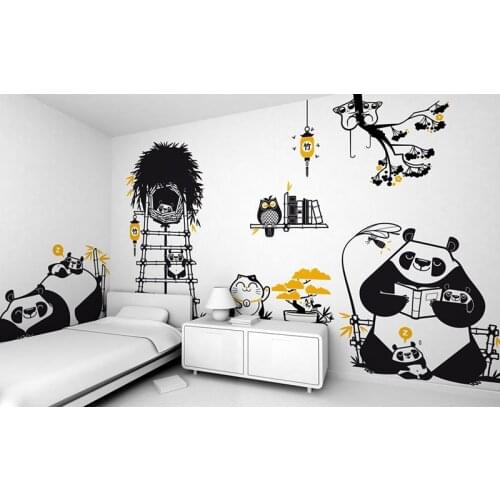 Decomposable Selection Custom Color Wall Sticker Kids Panda Decal Home Decor For Kids Baby Room Nursery Self-adhesive Gift YZ001