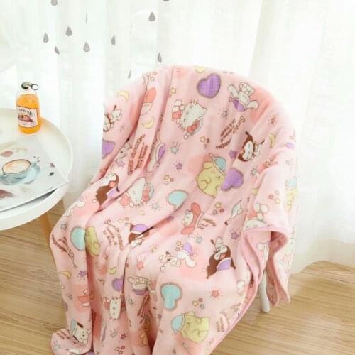 Girl pink flannel blanket Japanese style cartoon bedroom sofa comfortable and warm flannel blanket travel cover gift