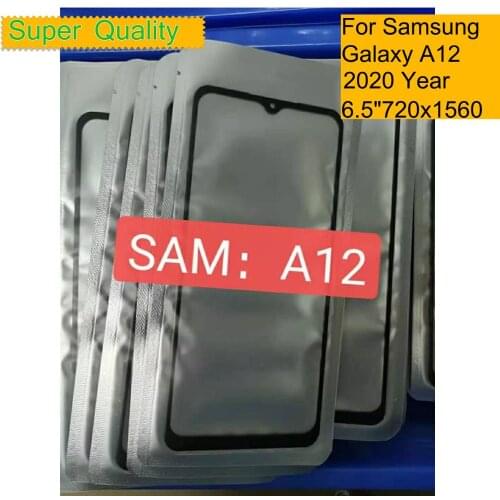 10Pcs/lot For Samsung Galaxy A12 Touch Screen Front Glass Panel LCD Outer Display Lens A12 With OCA Glue Front Glass