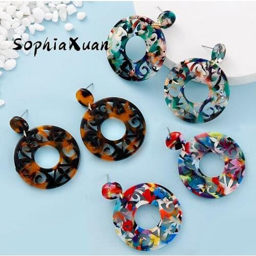 SophiaXuan Hawaiian Acrylic Drop Earrings Trendy Samoa Marshall Round Drop Resign Earring Jewelry Wedding Woman for Women Girls