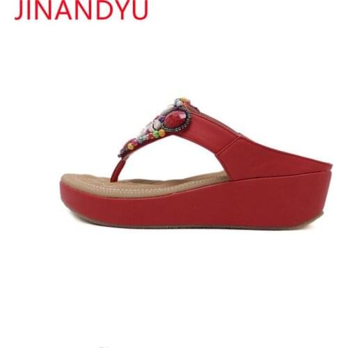 Bohemia Flip Flops Women Leather Beach Slippers Wedges Shoes for Women Summer Slippers Big Size 42 Casuales Sliders Shoes Women