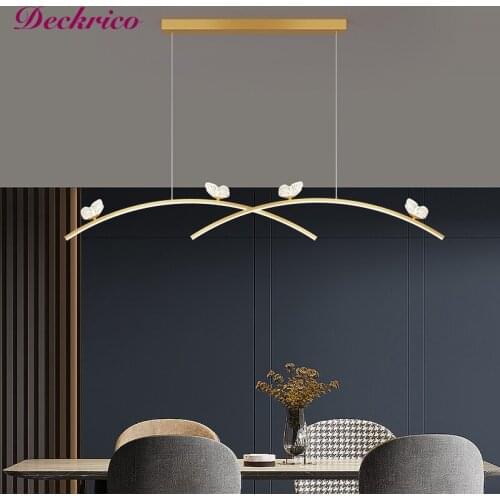 Modern Nordic New Style Chandelier Kitchen Bar Ceiling Lamp Long Minimalist Dining Table Pendant Lights Indoor Creative Led