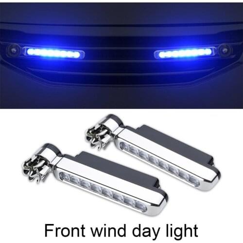 2Pcs 8 LED Super Bright Daytime Running Light Wind Powered Portable No Need External Power Supply LED DRL Lamp for Car