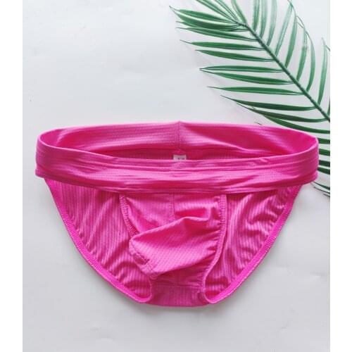 2021 Hot Selling Comfortable Striped Briefs Men Triangle Pouch U Low Waist Ice Silk Breathable Gay Underwear Male Underpants