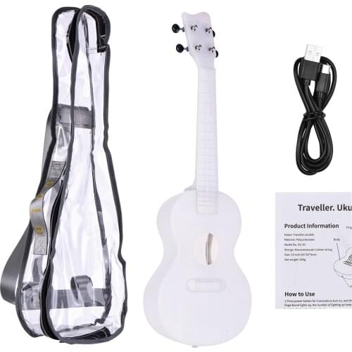 SOLO SU-30 23 Inch Concert Ukulele Colorful LED Lighting Smart Ukelele Uke Carbon Strings with Gig Bag USB Charging Cable