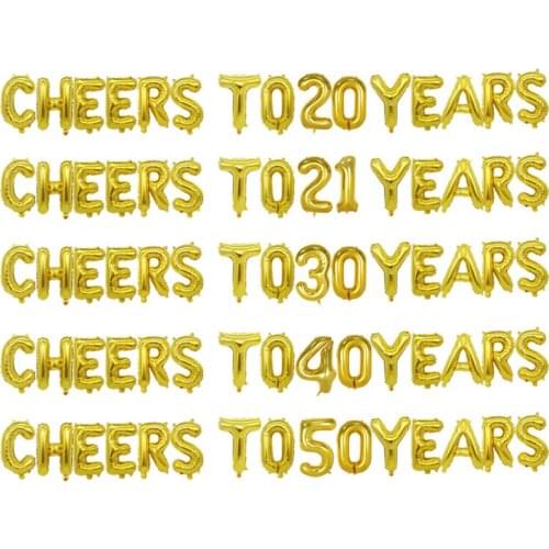 16 inch cheer to 20 years balloon golden birthday decoration letter balloon 21 years 30 years old birthday party balloon set