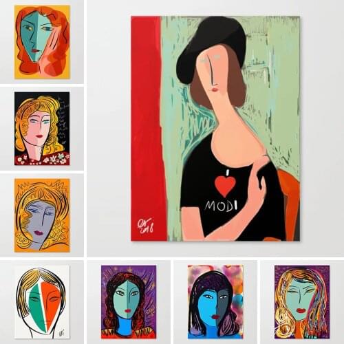 Wall Art Home Decoration Colorful Girl Background Hd Prints Modular Pictures Posters Canvas Paintings For Bedroom Artwork Frame