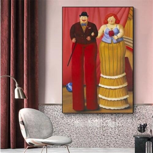 Funny Art of A Couple By Fernando Botero Canvas Paintings Wall Art Posters and Prints Modern Wall Pictures Home Decor Cuadros