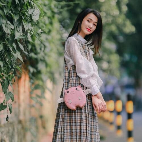 Womens DIY Pink Pig Shoulder Bag Making Kit Zipper Bag Cross Body Bag Handbag