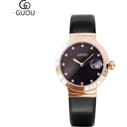 Womens Watches Chronograph Rose Gold Watch Ladies Diamond Blue Leather Band Analog Female Quartz Wristwatch montre femme Goft