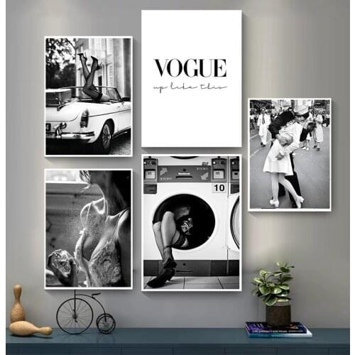 Woman Pictures for Living Room Vintage Fashion Home Dec Fashion Poster Wall Art Print Black and White Canvas Painting Perfume