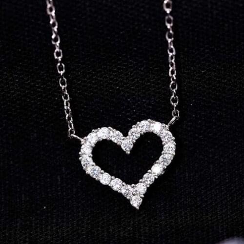 Silver Color Cubic Zirconia Love Heart Crystal Choker Necklaces For Women Chains Jewelry kolye collares Bijoux Femme