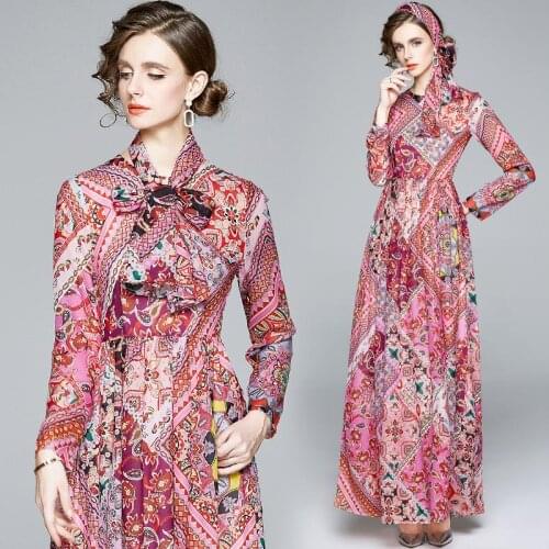 ZUOMAN Women Autumn Long Maxi Chiffon Dress Festa High Quality Elegant Party Robe Femme Vintage Designer A-Line Vestidos