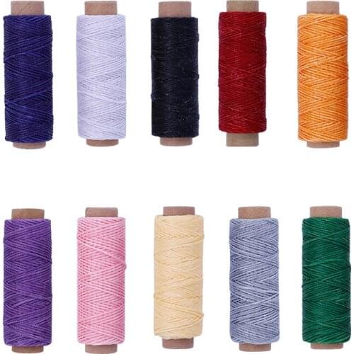 10PCS 50M 150D Leather Waxed Thread Cord for DIY Sewing Tool Hand Stitching Thread 50 Meters Flat Waxed Sewing Line