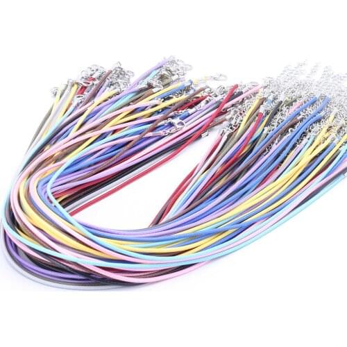 100pcs 2mm PU necklace rope artificial leather color mixed color combination for necklace bracelet jewelry production wholesale