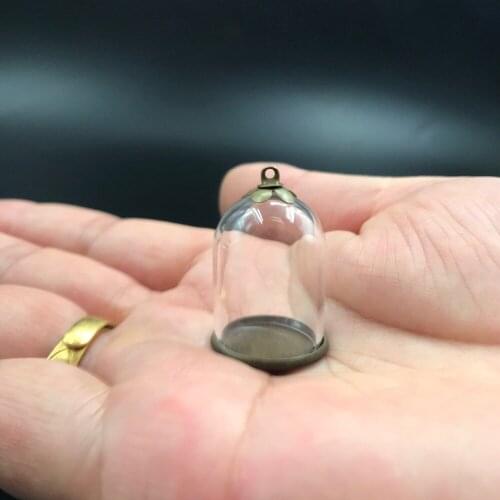 25x18mm clear tube glass globe base tray beads cap set diy glass vial pendant glass cover dome necklace pendant cute charms gift