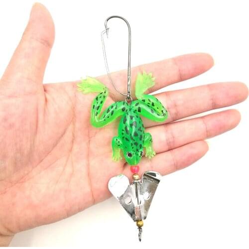 4pcs Soft Rubber Frog Fishing Lure 8CM 6.2G Simulation Frog Spinner Spoon Bait Stainless Fishing Tackles Accessories