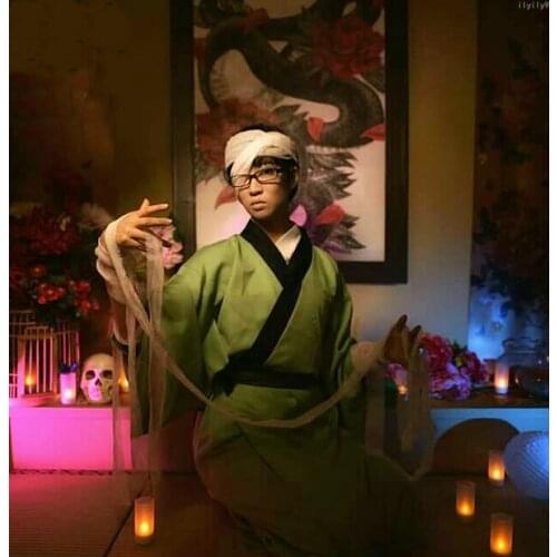 [Customize] Anime Osomatsus Tomb Ghost Red Fox Green eyes Monster Kimono Dress Cosplay Costume Halloween Party Suit For Women