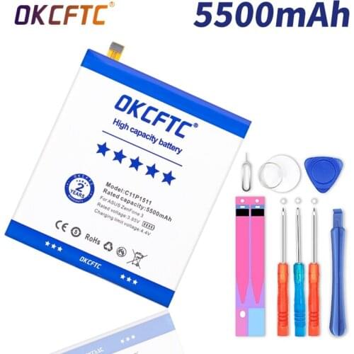OKCFTC High Capacity C11P1511 Battery For ASUS Zenfone3 Ze552kl Z012da Z012de 5500mAh+Free Tools