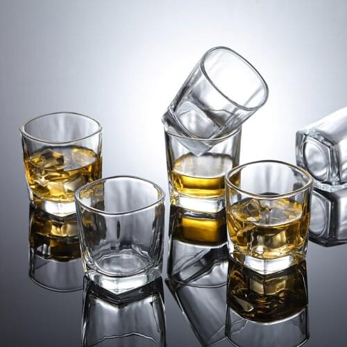 Glass whiskey glass six-pack wine glass square foreign wine glass white wine spirit glass heat-resistant water glass beer