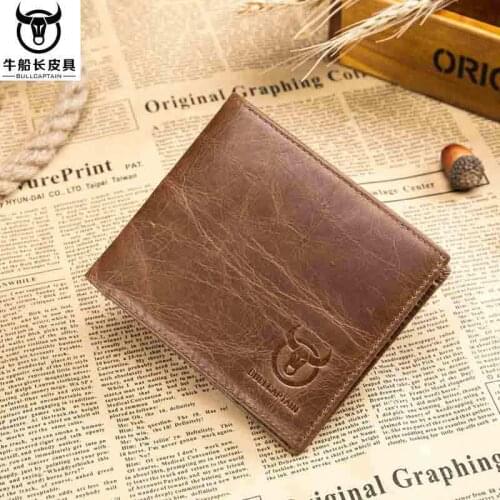 Brand Genuine Leather Wallet Men Small Walet Coin Purse Portomonee Mini Slim PORTFOLIO Male Rfid Fashion Perse Pocket Vallet Bag