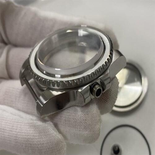 40mm Stainless Steel Watch Case Cover with Synthetic Sapphire Glass For Japanese NH35 NH36 Watch Movement Replacement Repair