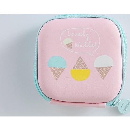 Cute Fruit Pattern Coin Purse Storage Bag Case For Earphone Line Charger Mini Zipper Polyester Grid Anti-drop Protective Pouch