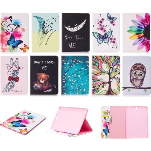 For Samsung Galaxy Tab S3 9.7 T820 T825 Tablet Magnet Smart Sleeve Case Print Folio Stand PU Leather Protective Skin Cover Shell