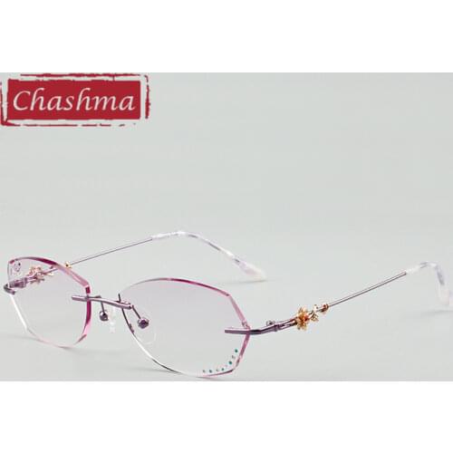 Gradient Pink Glass Women Light Prescription Frame Tint Colored Lenses for Eye with Diamonds Myopia Glasses Spectacles
