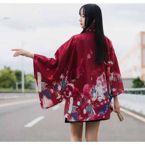 Japanese loose bathrobe Legend Foxs wedding haori summer Sunscreen kimono Cardigan coat