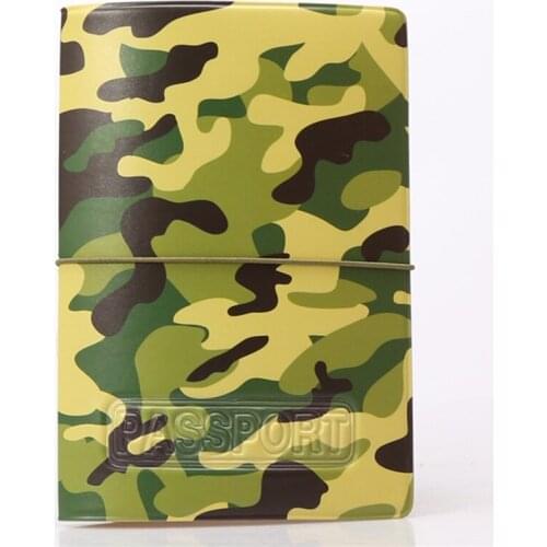 Camouflage Army Green Passport Holder For Men, 3D Design PVC Leather Travel Passport Wallet Passport Cover 14*10CM