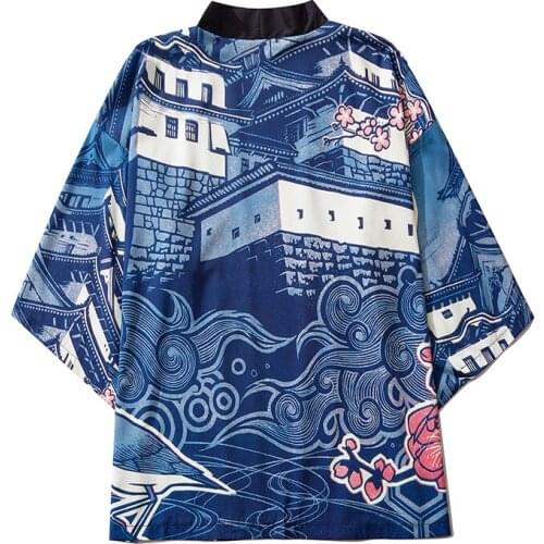 2021 Spring Summer Printed Japanese Style Samurai Kimono Streetwear Men Women Cardigan Japan Harajuku Anime Robe Clothes