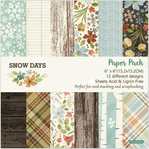 KLJUYP 12 Sheets Snow Day Scrapbooking Pads Paper Origami Art Background Paper Card Making DIY Scrapbook Paper Craft