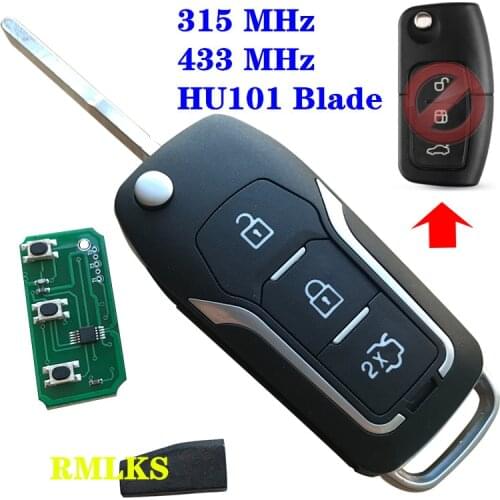 NEW 315/433MHz 4D63 4D60 Car Remote Key for Ford Fusion Focus Mondeo Fiesta Galaxy HU101 Blade Vehicle Flip Keys