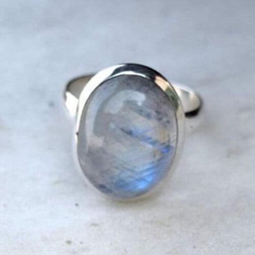 Natural Moonstone rings For Men Womens 925 Sterling Silver Jewelry Ring With Big Stones