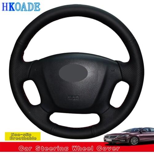 DIY Hand-stitched Black Hige Soft Faux Leather Car Steering Wheel Cover For Kia Rondo Hyundai Entourage 2007 Carens 2007-2011