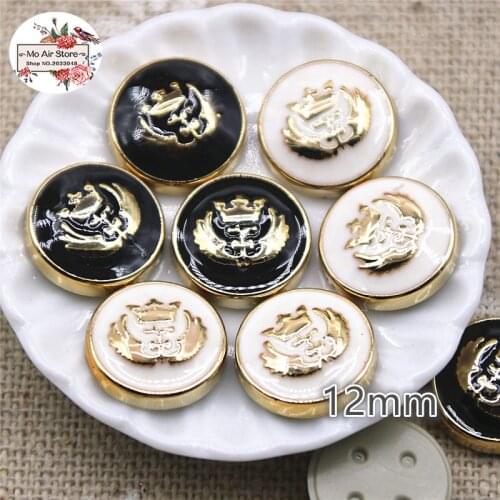 50pcs 12mm round delicate white/black Buttons Home Garden Crafts Cabochon Scrapbooking DIY Accessories