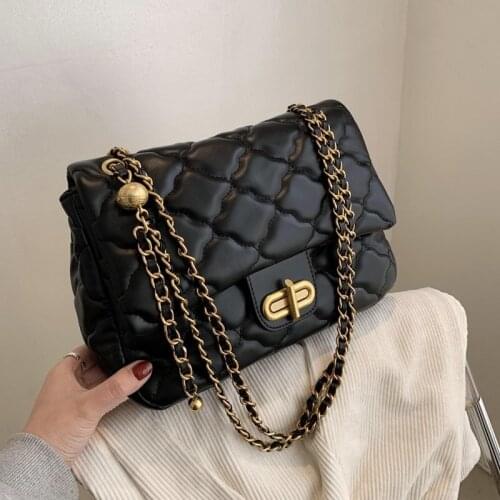 Small Black PU Leather Crossbody Bag for Women 2021 spring Branded Chain Designer Shoulder Handbags Womens Trend Hand Bag